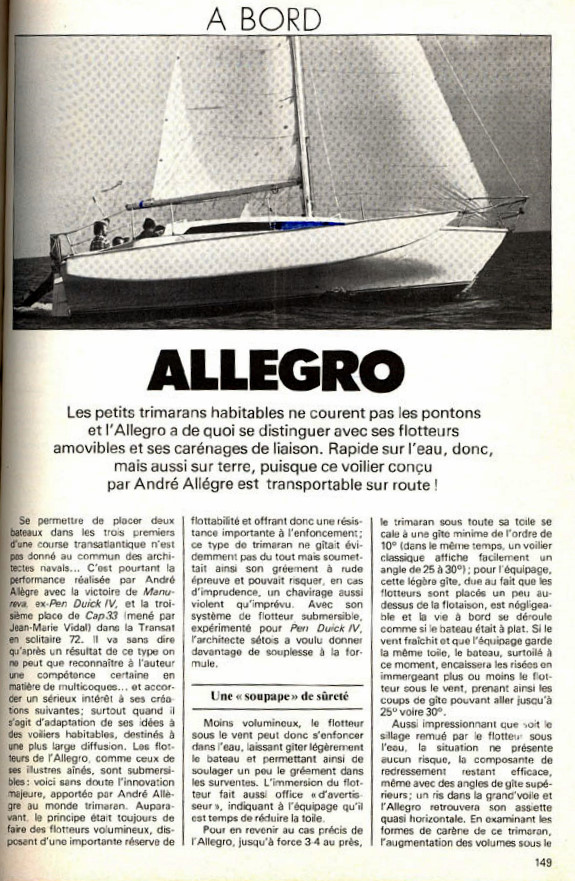 Allegro test de la revue bateaux 1979 149